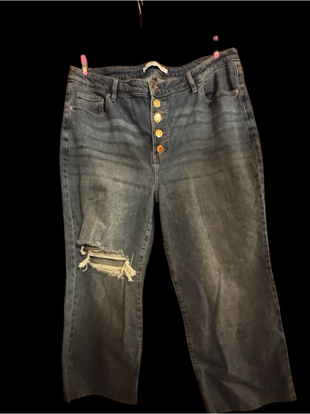 Women’s size 18 Celebrity Pink  Button-Fly Distressed Straight Blue Jeans NWOT